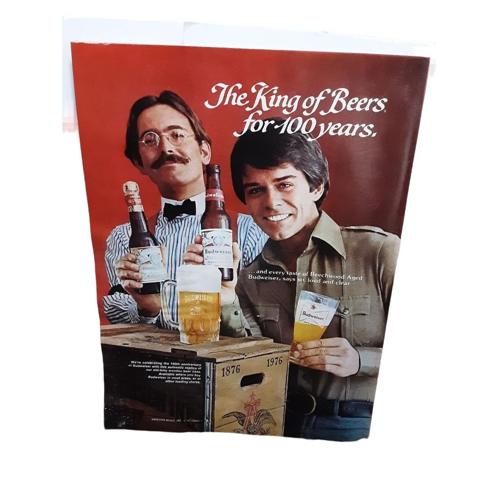 1976 Budweiser King Of Beers 100 Years Original Ad Vintage 70s Ephemera
